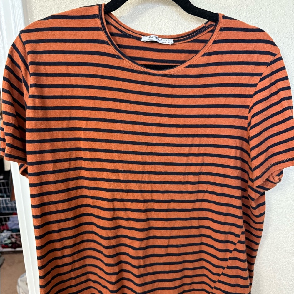 Orange and Navy Striped T-Shirt